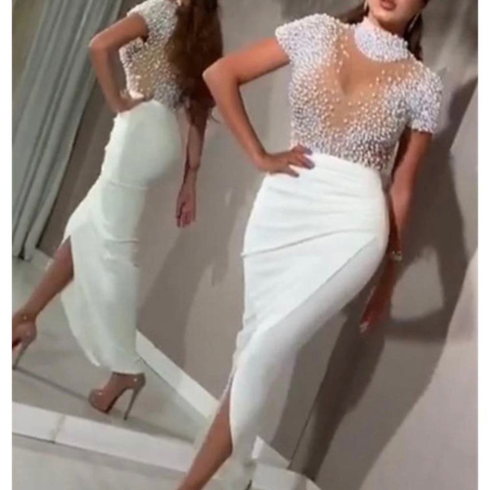 Bodycon Wrap Slit Beaded Dress For Party/After 5